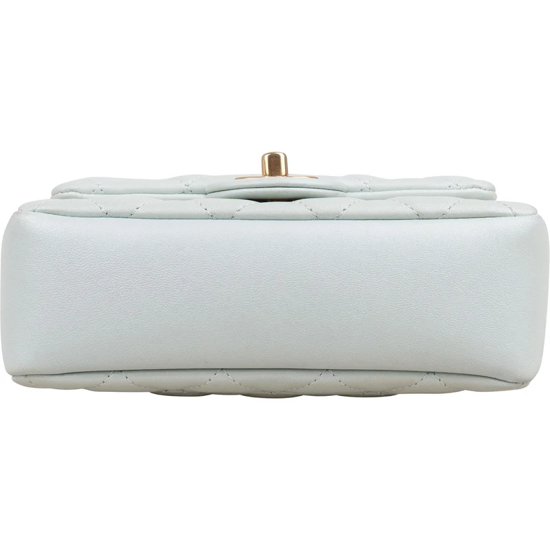 Chanel Quilted Lambskin Mini Single Flap Pearl Handle Crossbody Bag