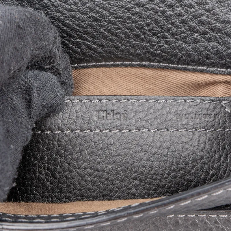 Chloé Black Grained Leather Marcie Small Saddle Crossbody Bag