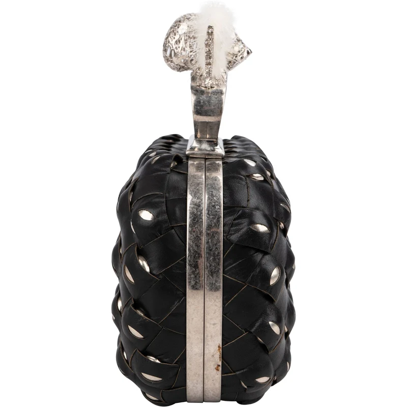 Alexander McQueen Woven Leather Knuckle Duster Small Clutch