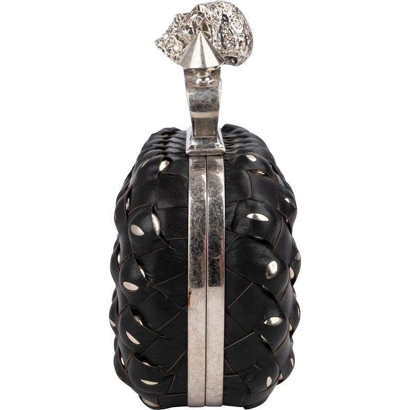 Alexander McQueen Woven Leather Knuckle Duster Small Clutch