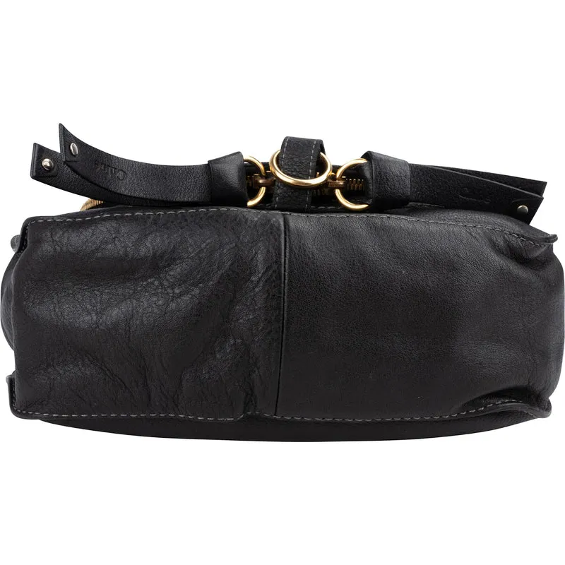 Chloé Black Leather Marcie Saddle Zip Crossbody Bag
