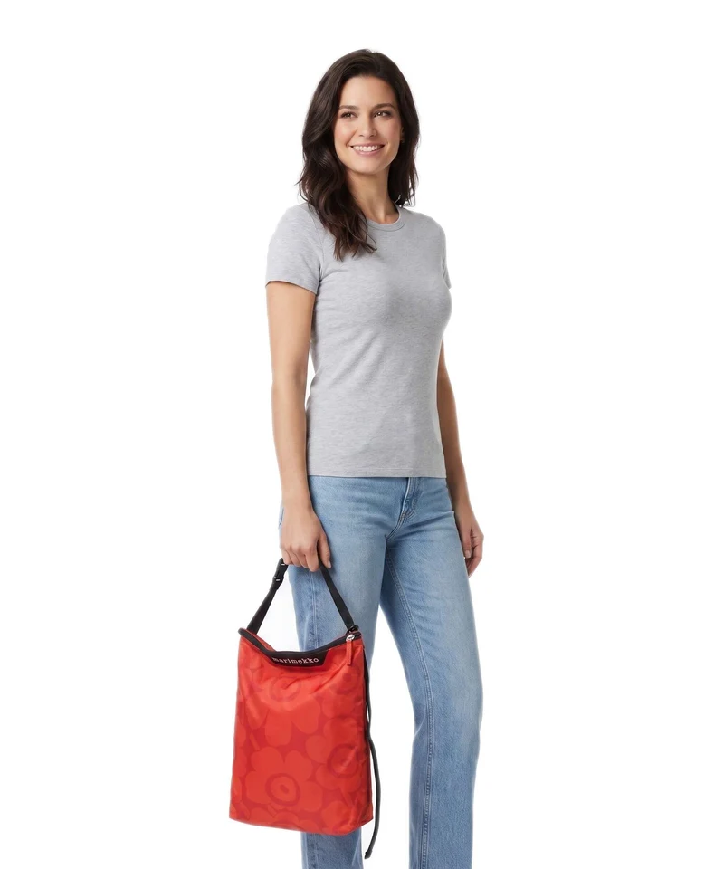 Marimekko Neat Unikko M Beuteltasche red