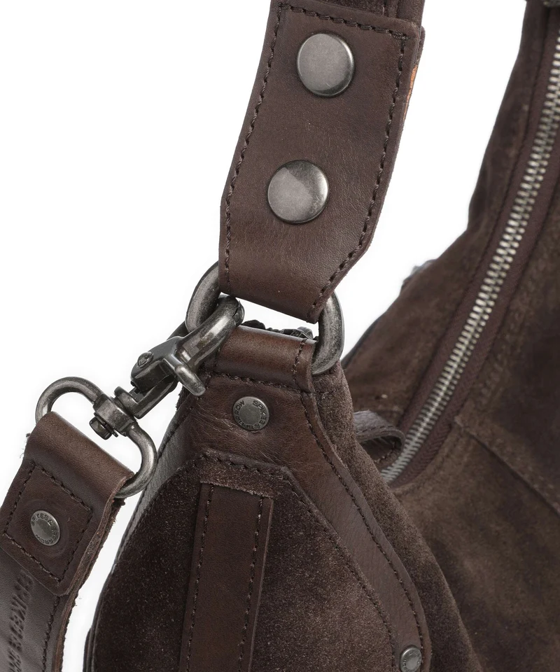 Spikes & Sparrow Suede Mix Anne-Lou Beuteltasche dark brown