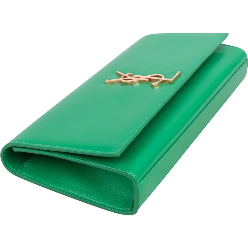 Saint Laurent Green Leather Clutch