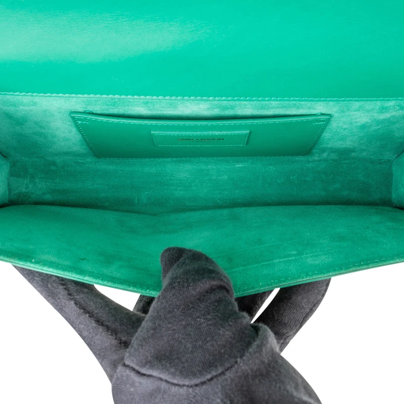 Saint Laurent Green Leather Clutch