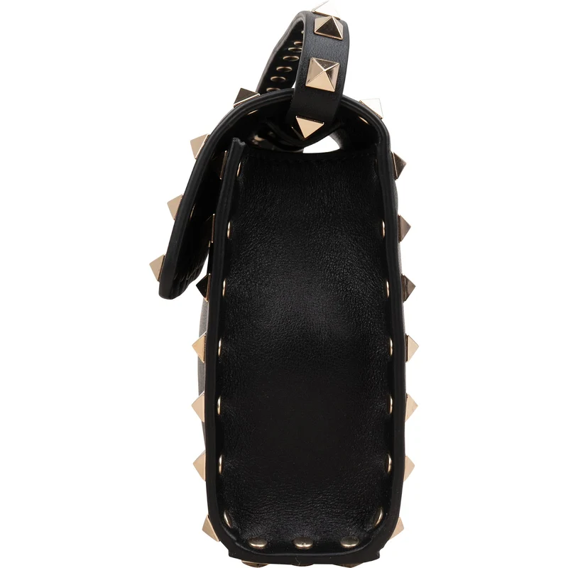 Valentino Garavani Black Leather Rockstud Flap Crossbody Bag