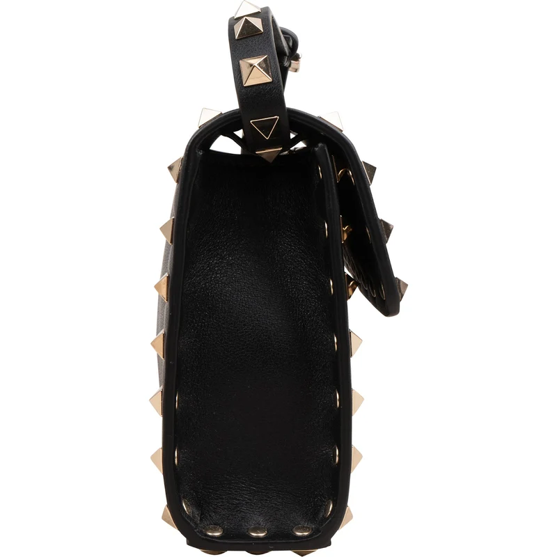 Valentino Garavani Black Leather Rockstud Flap Crossbody Bag