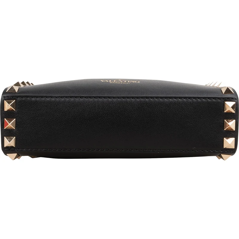 Valentino Garavani Black Leather Rockstud Flap Crossbody Bag