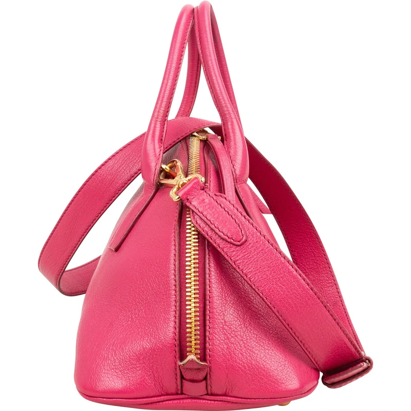 Miu Miu Pink Madras Leather Top Handle Bauletto Dome Handbag