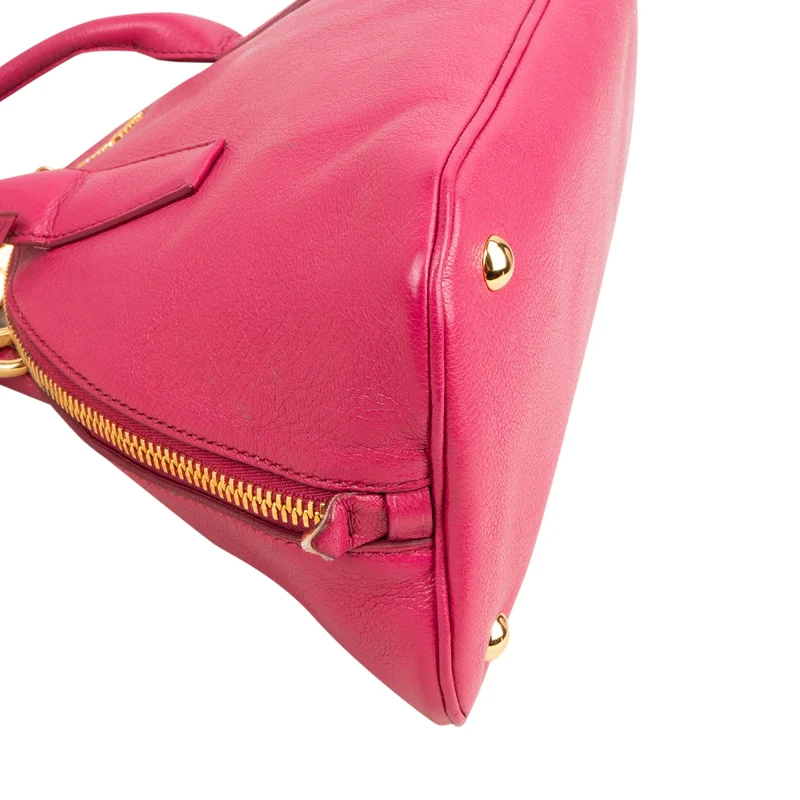 Miu Miu Pink Madras Leather Top Handle Bauletto Dome Handbag