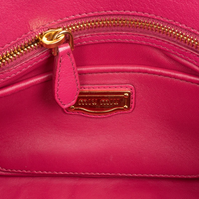 Miu Miu Pink Madras Leather Top Handle Bauletto Dome Handbag