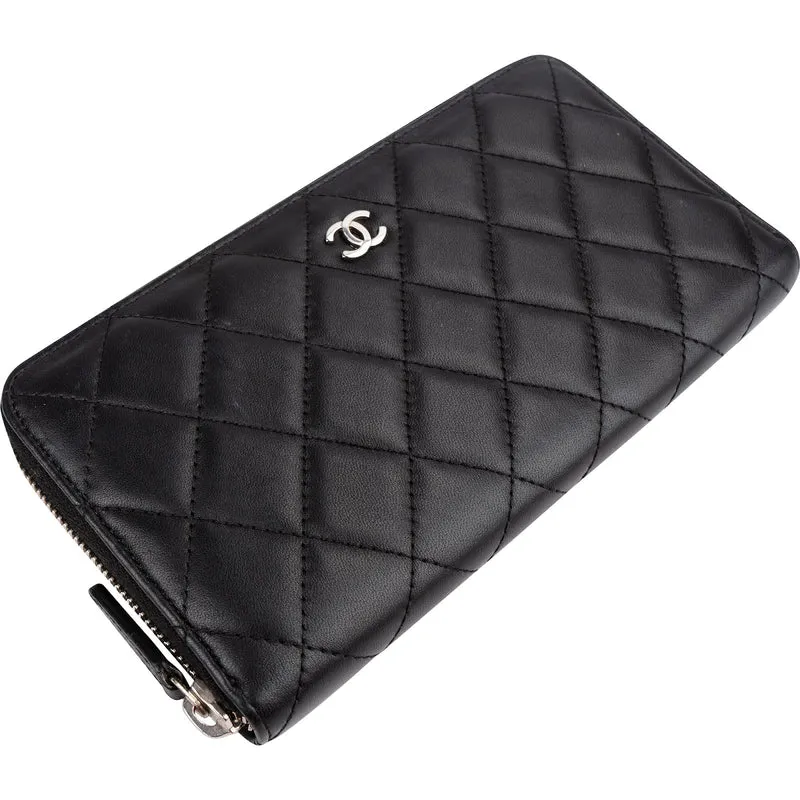 Chanel Quilted Lambskin Long Zipped Wallet