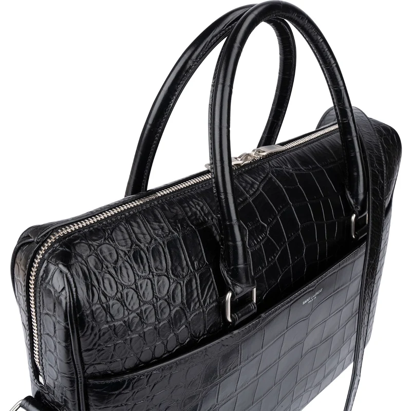 Yves Saint Laurent Croc-Embossed Leather Avec Briefcase Shoulder Handbag