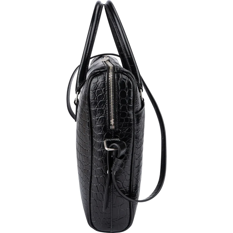 Yves Saint Laurent Croc-Embossed Leather Avec Briefcase Shoulder Handbag