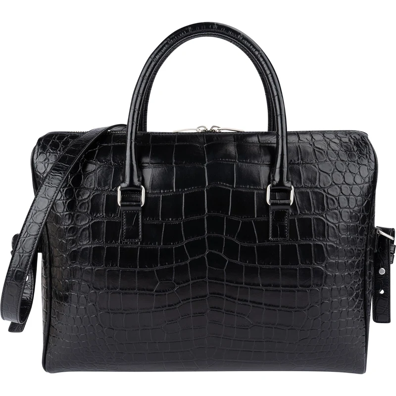 Yves Saint Laurent Croc-Embossed Leather Avec Briefcase Shoulder Handbag