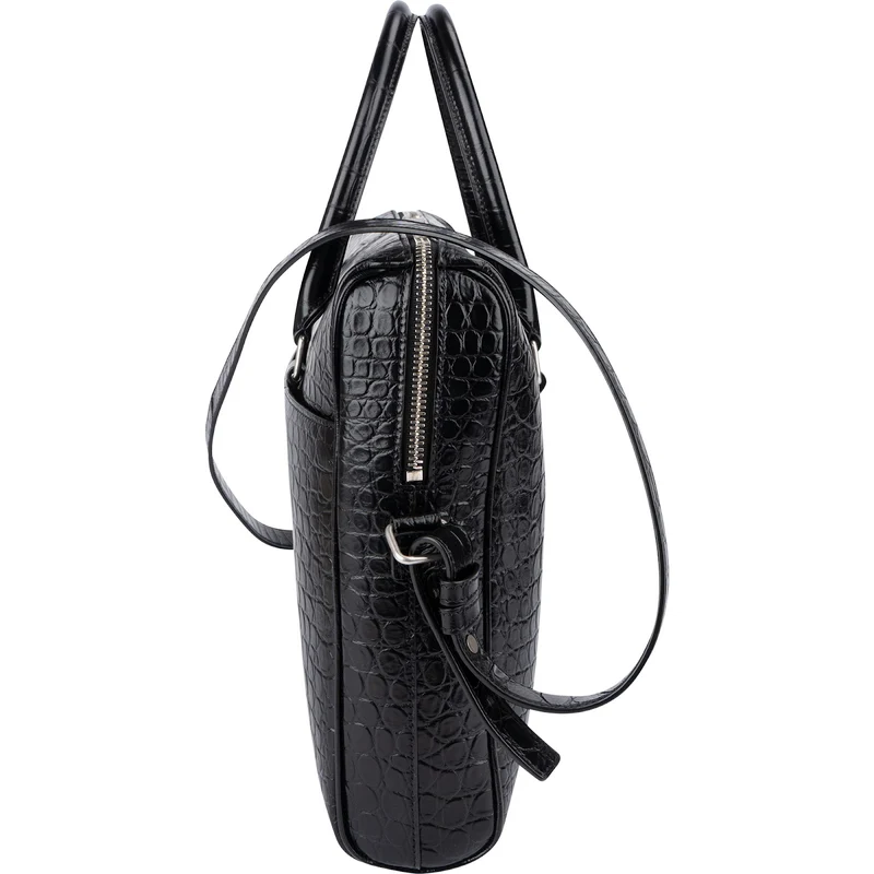 Yves Saint Laurent Croc-Embossed Leather Avec Briefcase Shoulder Handbag