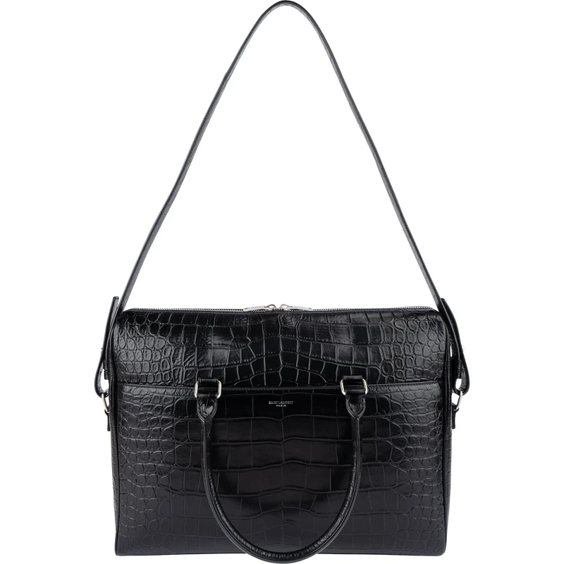 Yves Saint Laurent Croc-Embossed Leather Avec Briefcase Shoulder Handbag