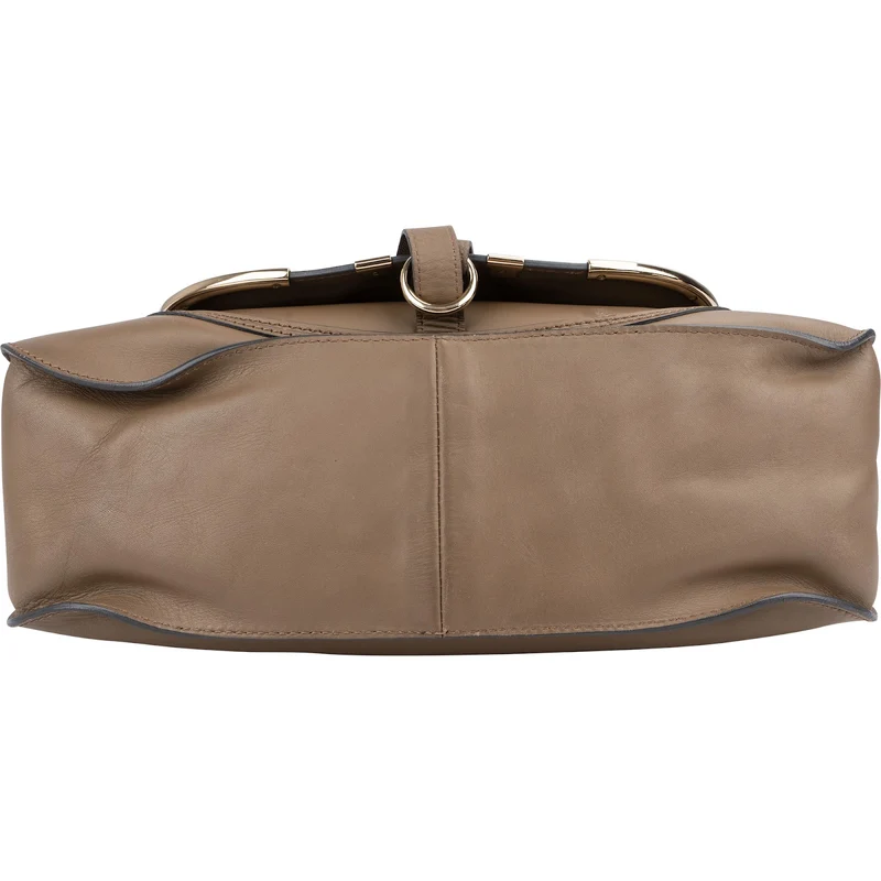 Chloé Taupe Calfskin Marcie Saddle Handbag