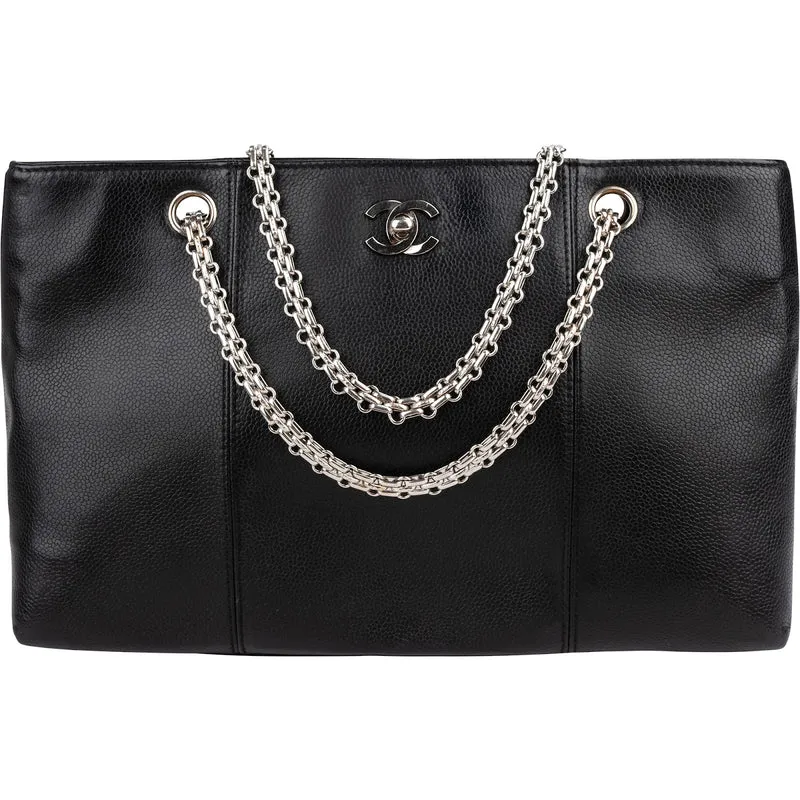 Chanel Caviar Leather Bijoux Chain Tote Shoulder Crossbody Bag