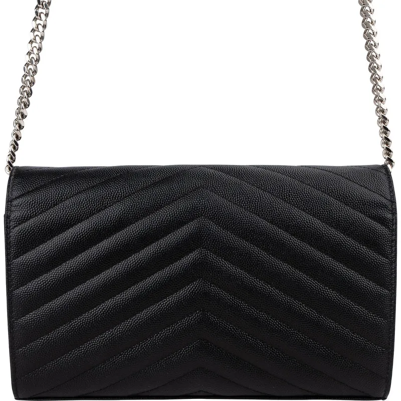 Yves Saint Laurent Grain de Poudre Quilted Leather Wallet On Chain Crossbody Bag
