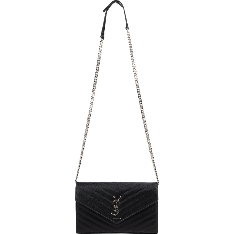 Yves Saint Laurent Grain de Poudre Quilted Leather Wallet On Chain Crossbody Bag