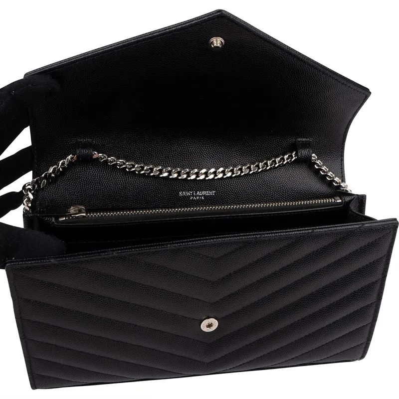 Yves Saint Laurent Grain de Poudre Quilted Leather Wallet On Chain Crossbody Bag