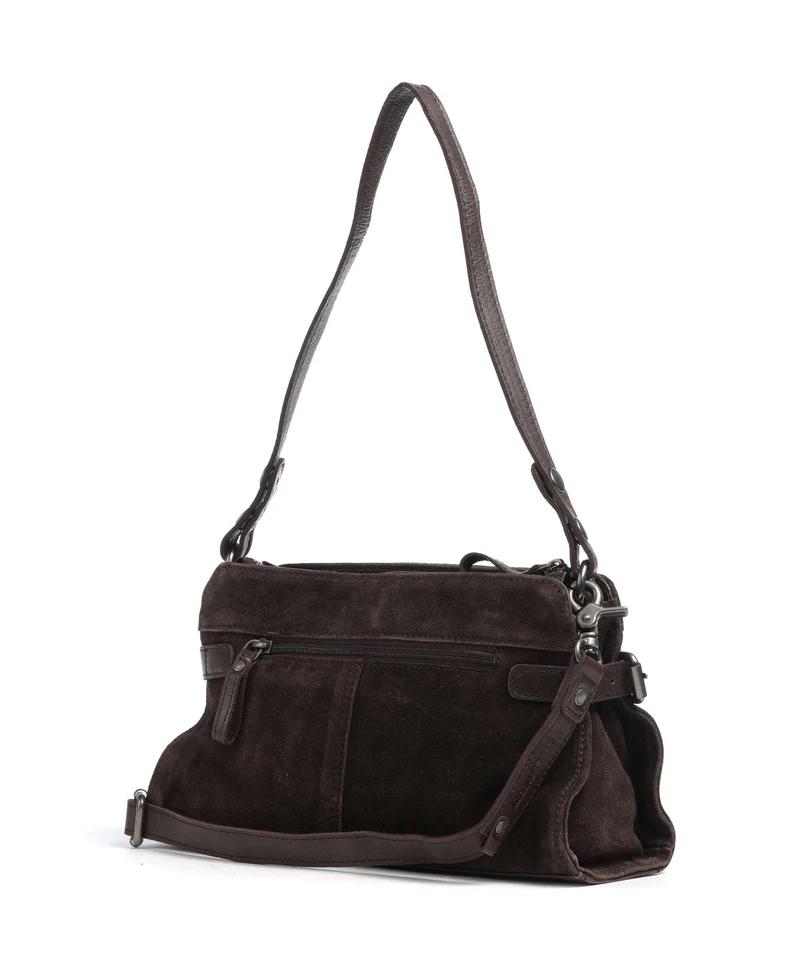 Spikes & Sparrow Suede Mix Madelon Schultertasche dark brown