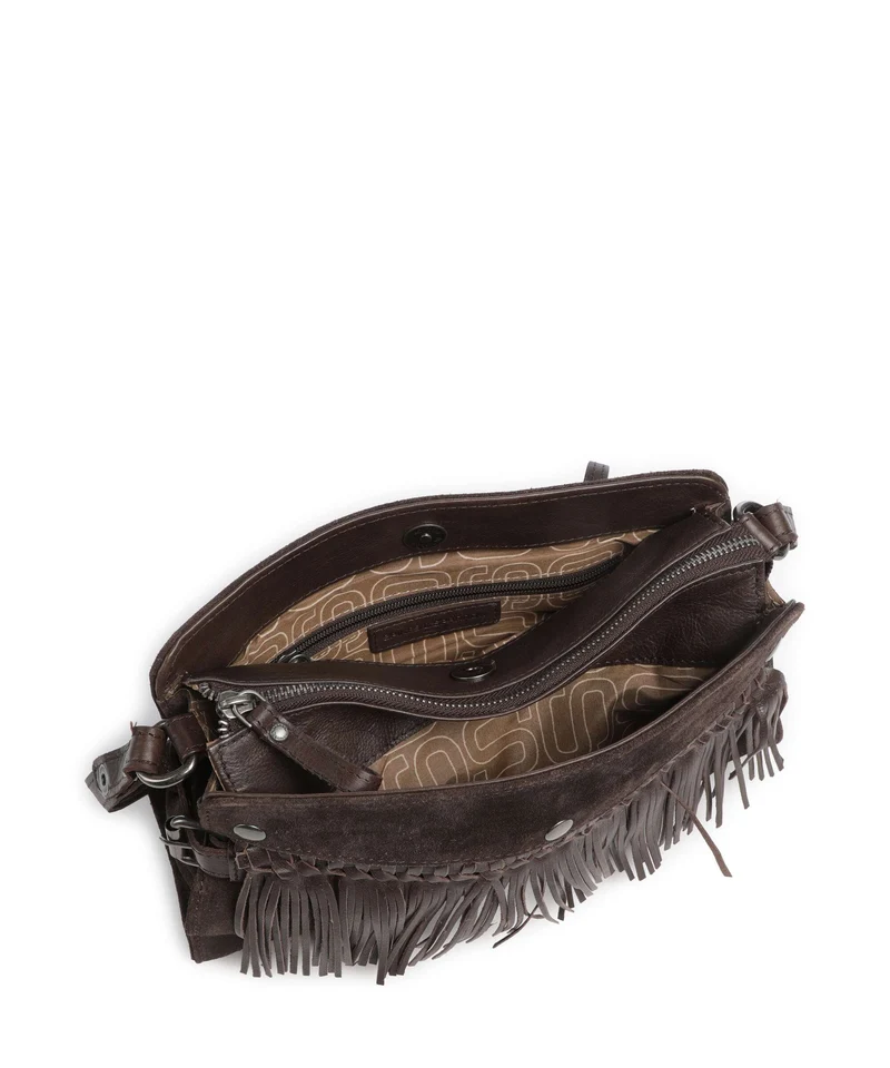 Spikes & Sparrow Suede Mix Madelon Schultertasche dark brown