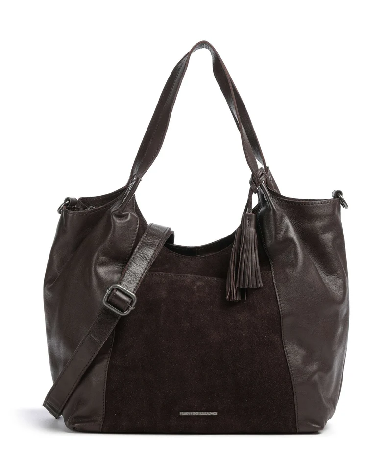 Spikes & Sparrow Suede Mix Ryana Shopper dark brown