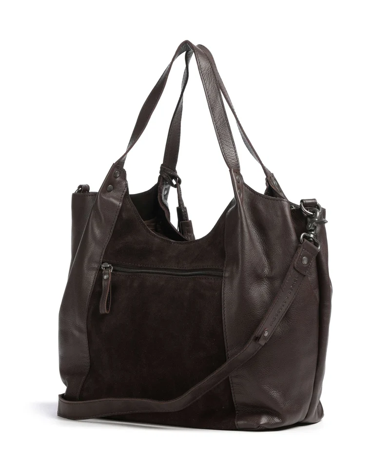 Spikes & Sparrow Suede Mix Ryana Shopper dark brown