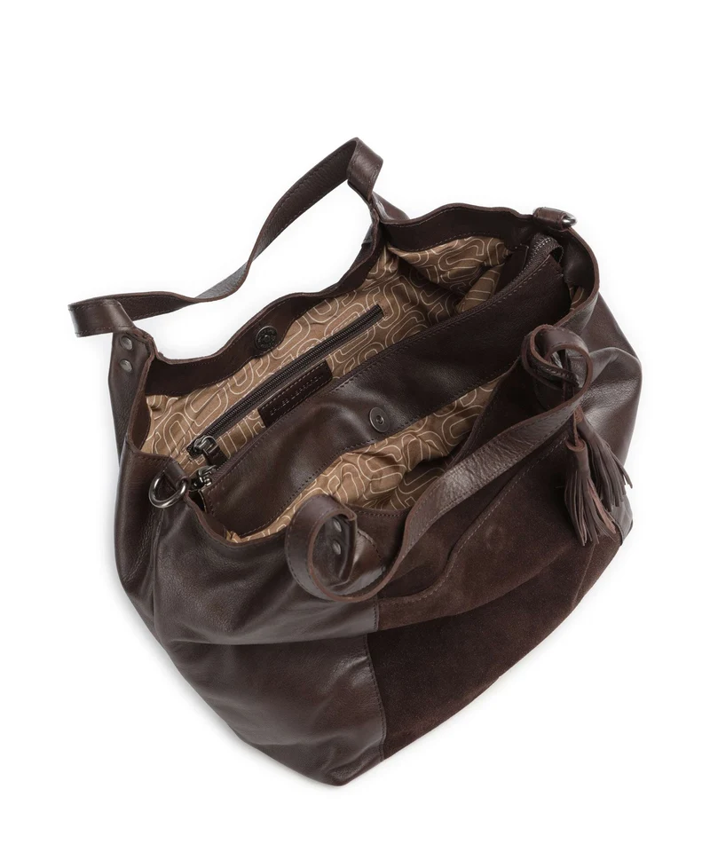 Spikes & Sparrow Suede Mix Ryana Shopper dark brown