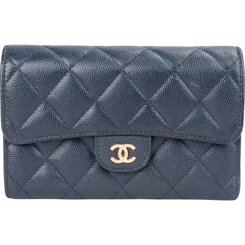 Chanel Quilted Caviar Leather Classic Flap Wallet