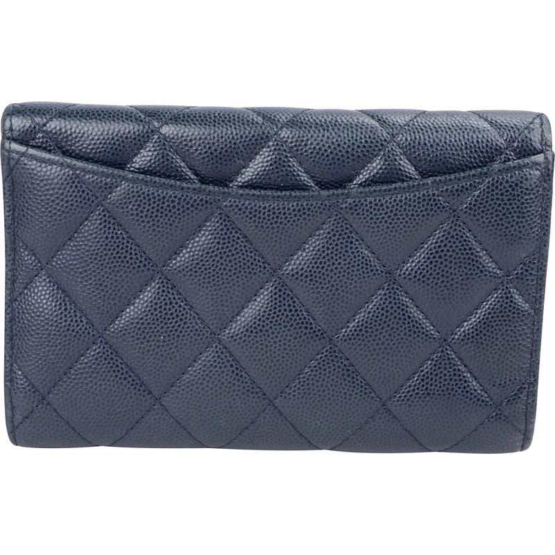 Chanel Quilted Caviar Leather Classic Flap Wallet