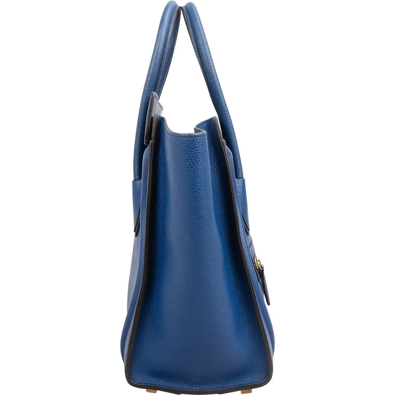 Céline Blue Drummed Calfskin Micro Luggage Handbag