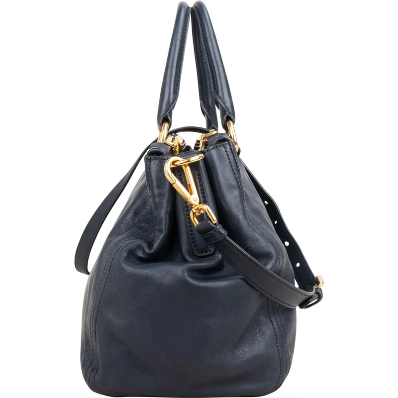 Prada Soft Calf Leather Bauletto Satchel Handbag