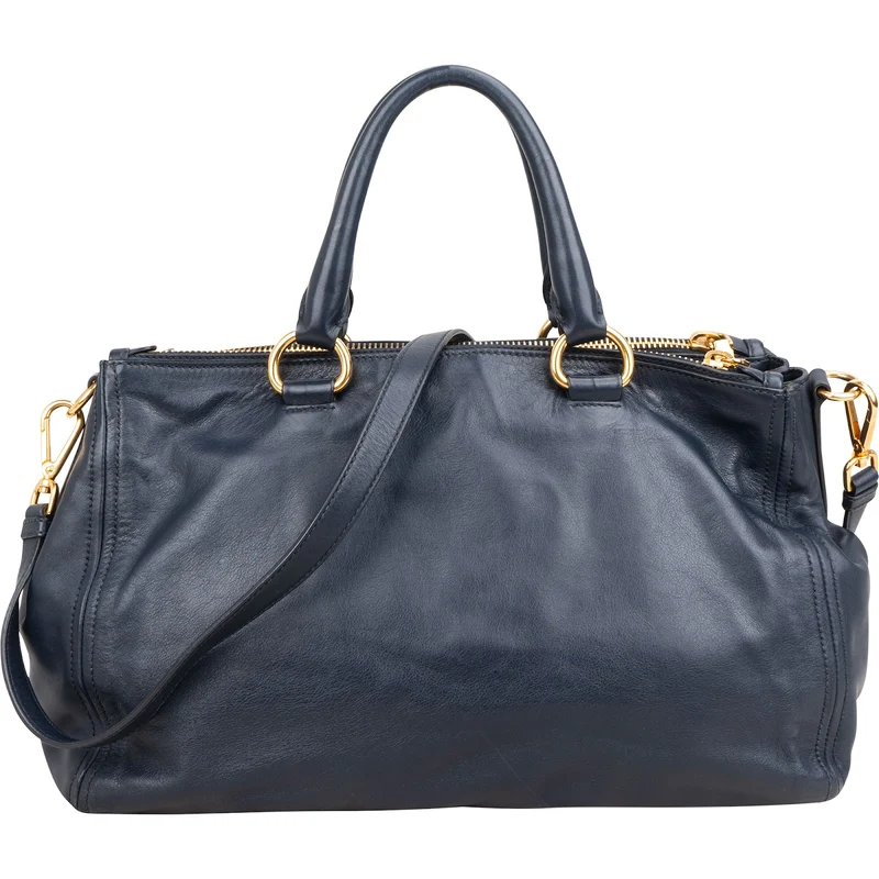 Prada Soft Calf Leather Bauletto Satchel Handbag
