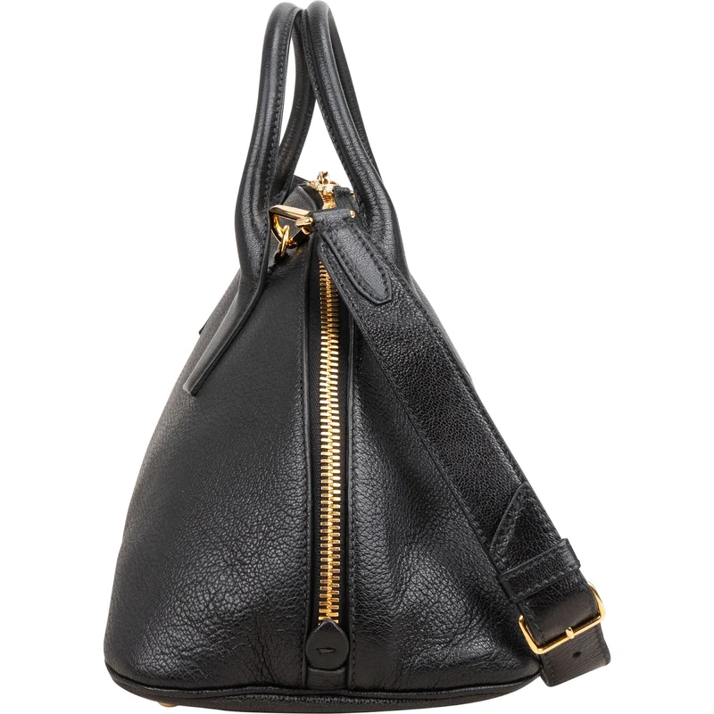 Miu Miu Black Madras Leather Dome Satchel Handbag