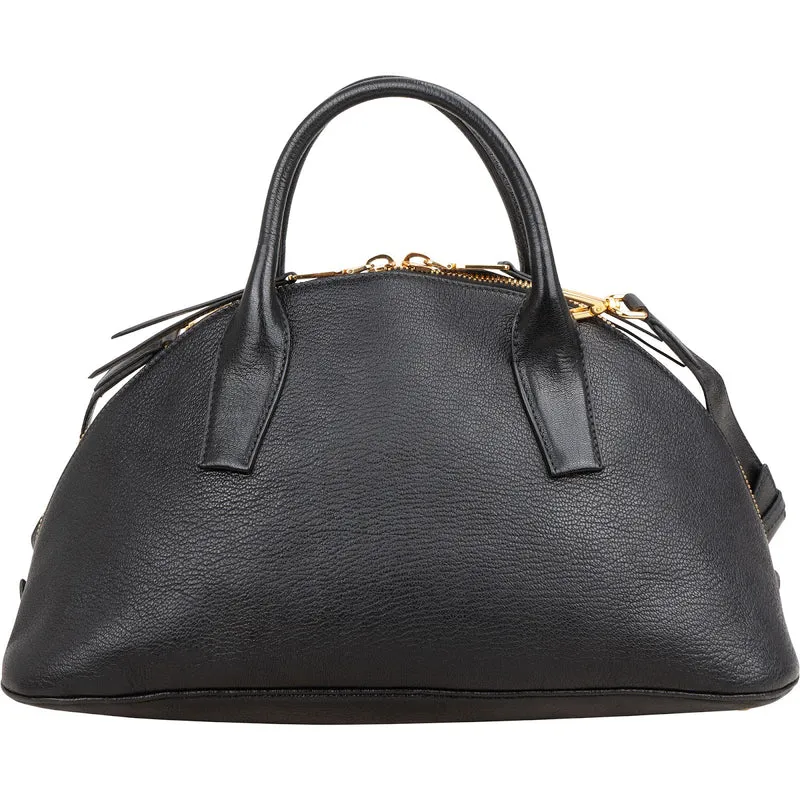 Miu Miu Black Madras Leather Dome Satchel Handbag