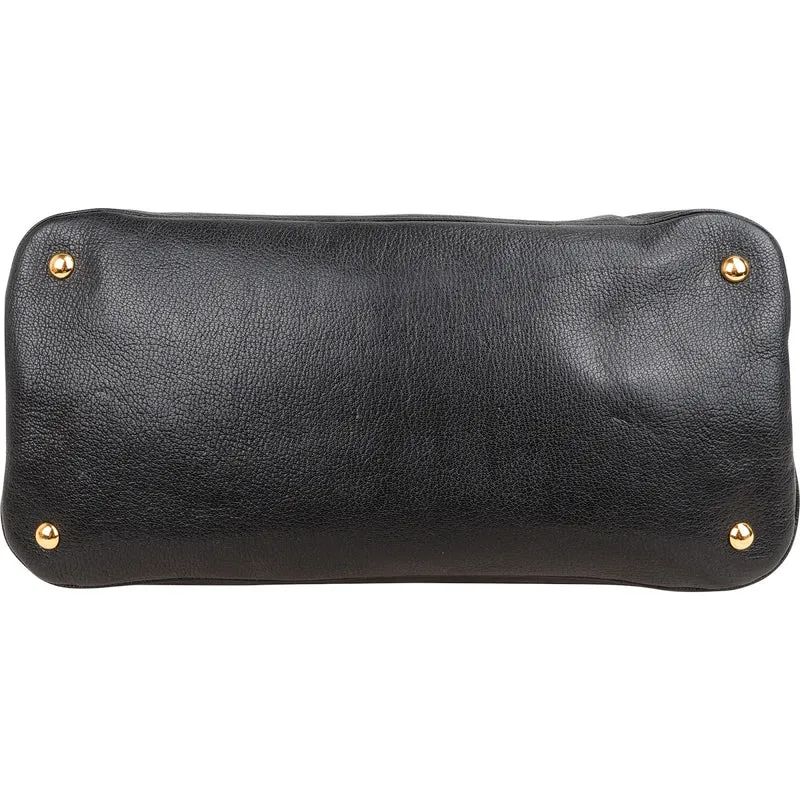 Miu Miu Black Madras Leather Dome Satchel Handbag