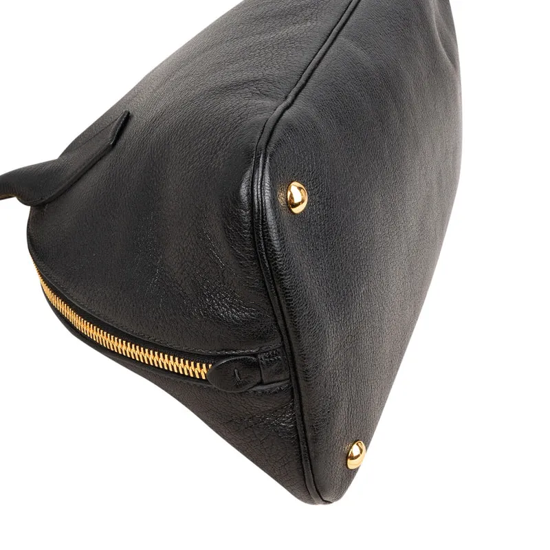 Miu Miu Black Madras Leather Dome Satchel Handbag