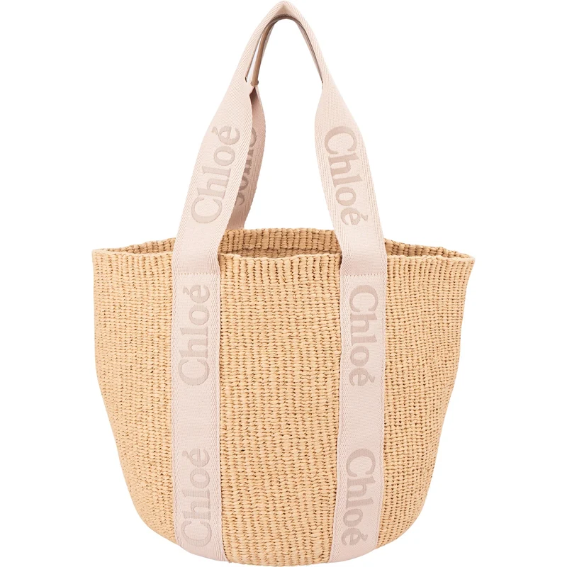 Chloé Raffia Woody Medium Basket Shoulder Bag
