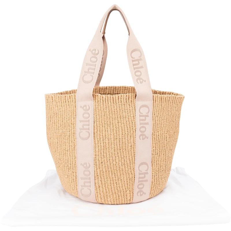 Chloé Raffia Woody Medium Basket Shoulder Bag