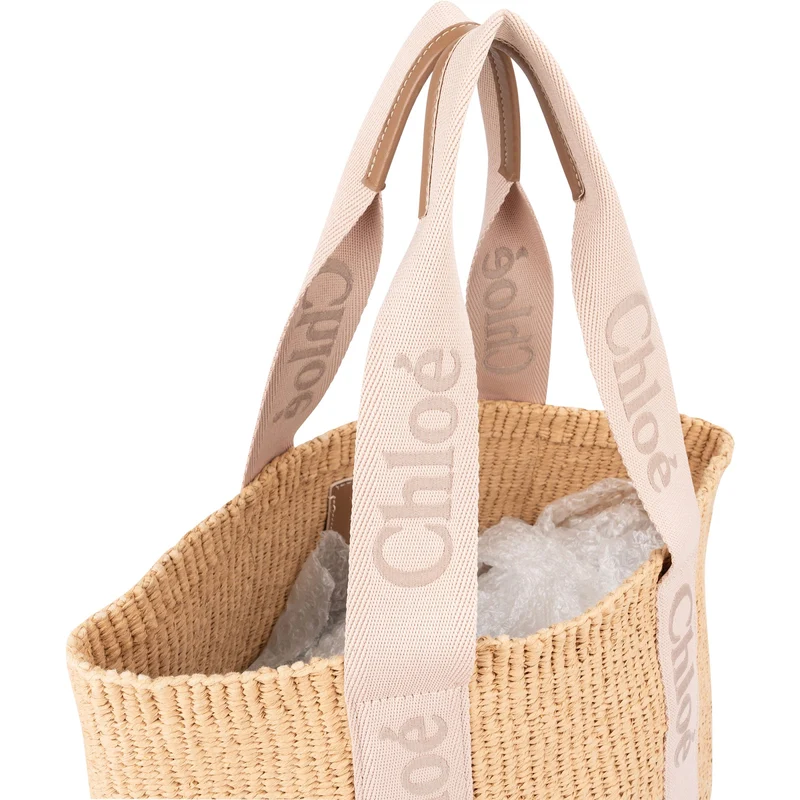 Chloé Raffia Woody Medium Basket Shoulder Bag