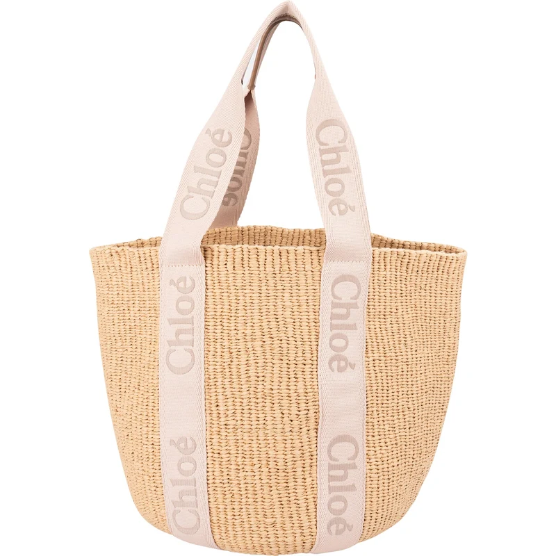 Chloé Raffia Woody Medium Basket Shoulder Bag