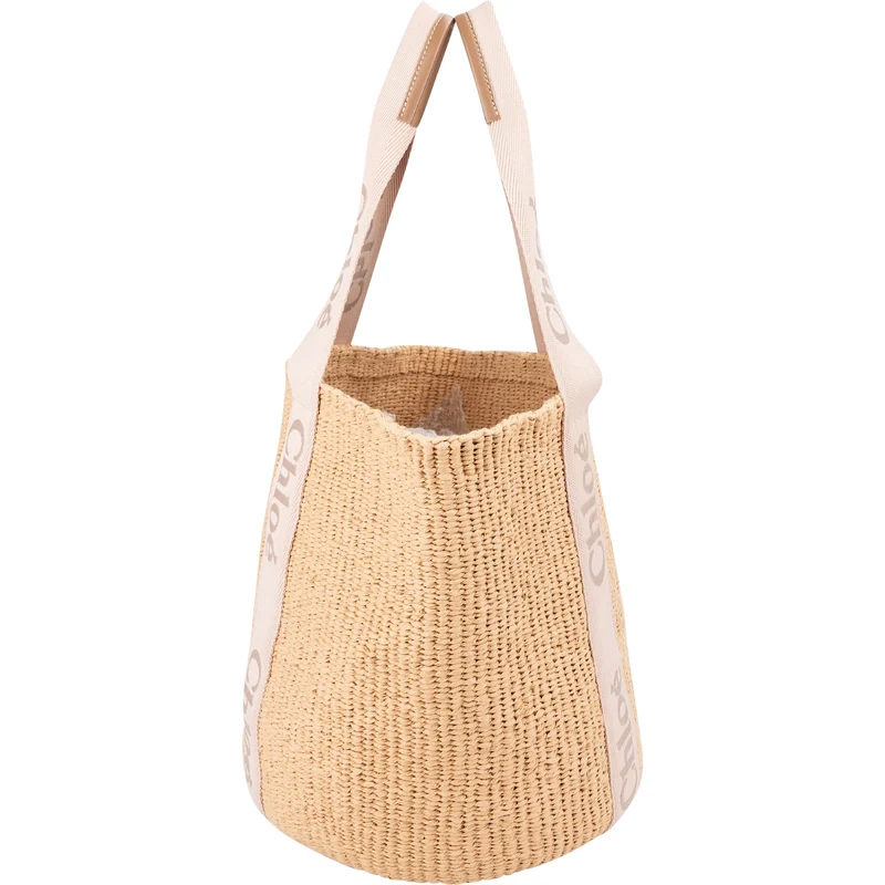 Chloé Raffia Woody Medium Basket Shoulder Bag
