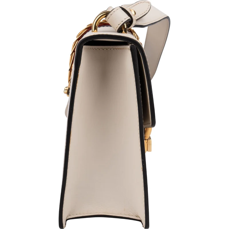 Gucci White Leather Sylvie Shoulder Bag