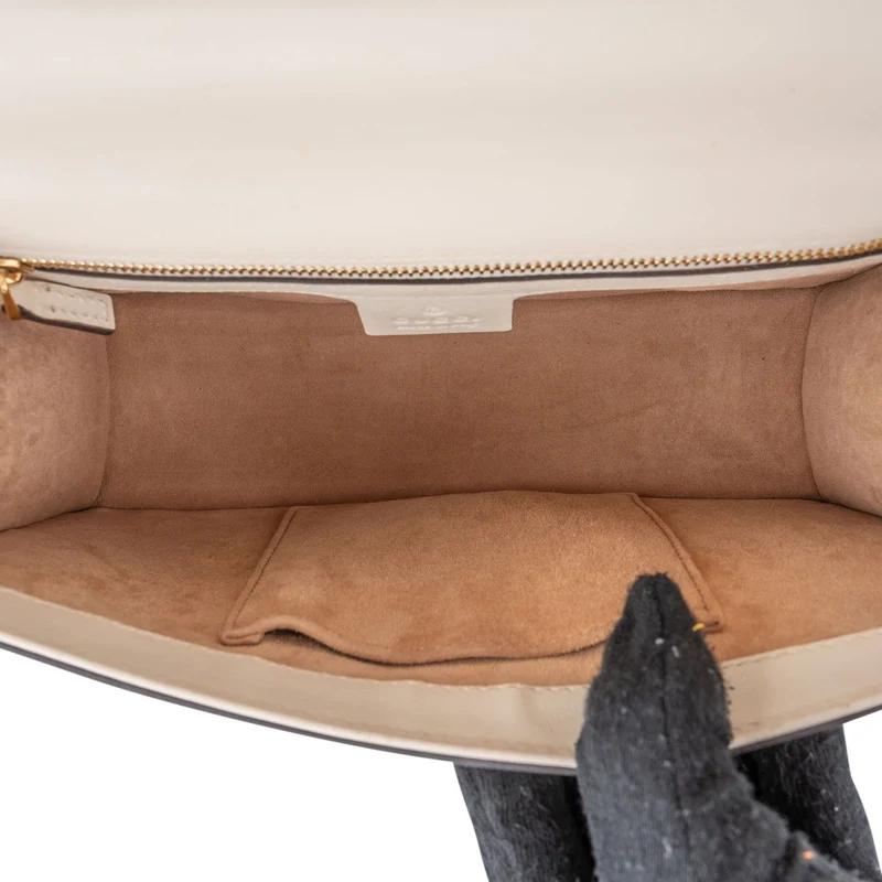 Gucci White Leather Sylvie Shoulder Bag