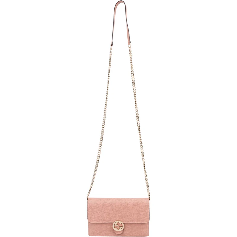 Gucci Leather Interlocking GG Wallet On Chain Crossbody Bag