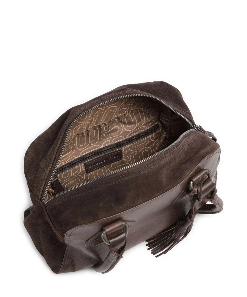 Spikes & Sparrow Suede Mix Sienna Schultertasche dark brown