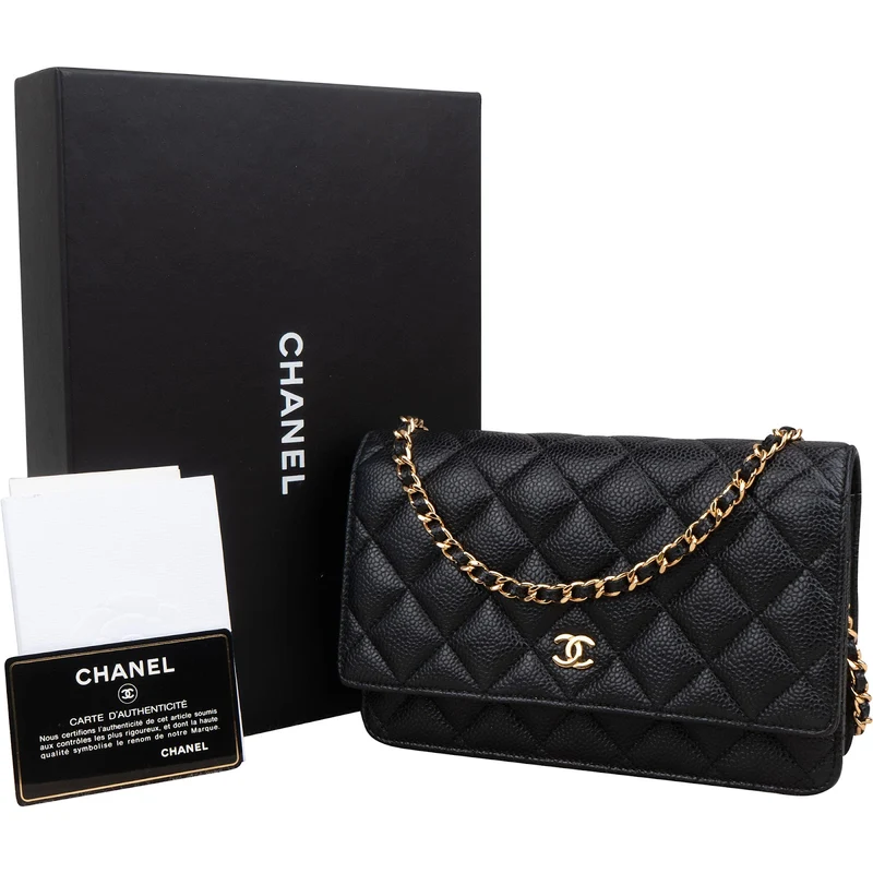 Chanel Quilted Caviar Leather Wallet on Chain Crossbody Bag